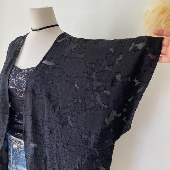 Maurices Womens Sheer Mesh Open Cardigan Size S/M Whimsigoth Festival Long Line - Picture 4 of 12